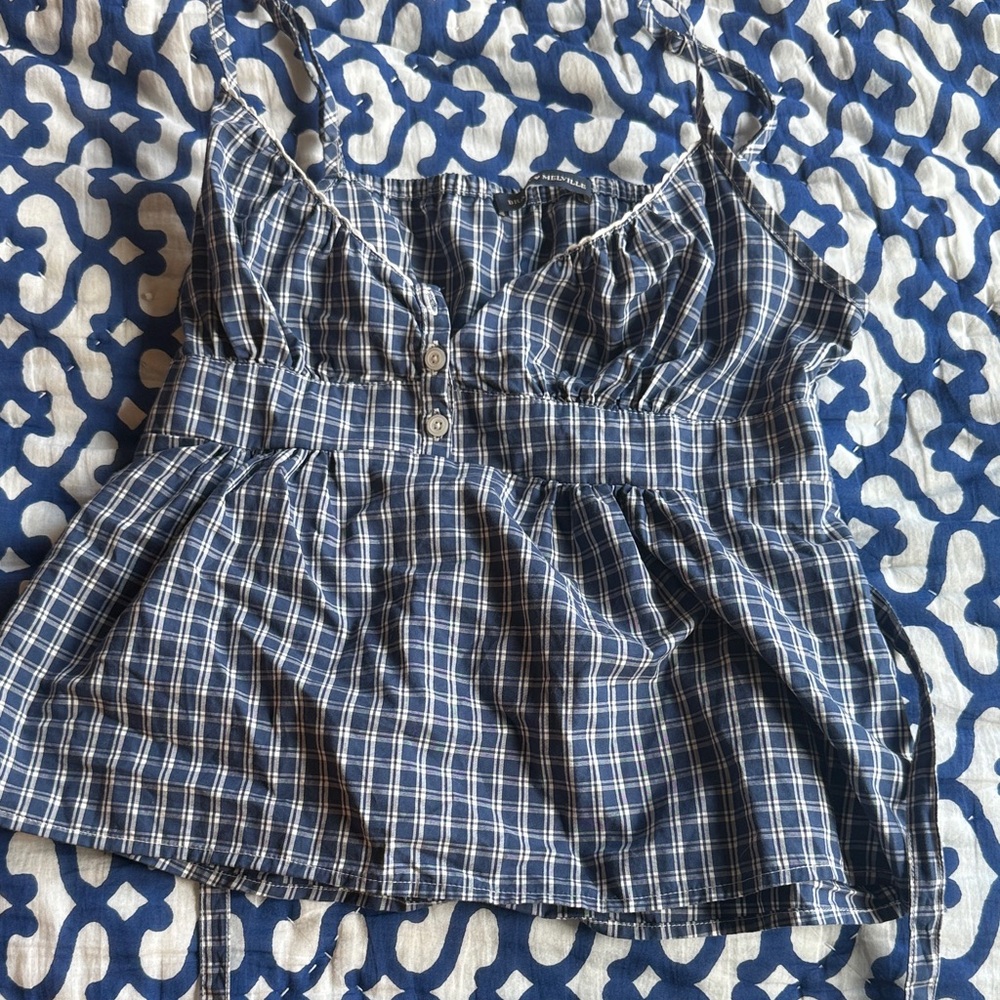 Brandy Melville Blue Plaid Top